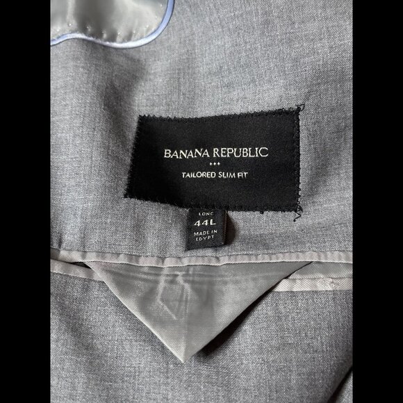 Banana Republic Blazer 44 Long Mens Gray Heather Tailored Slim Fit 2 Button Coat - Picture 11 of 11